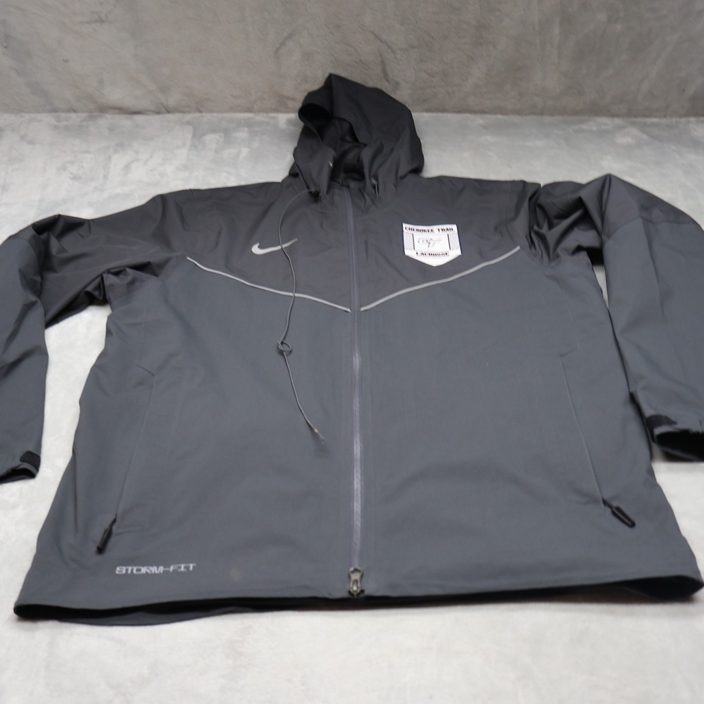 Cherokee Trail Lacrosse Jacket Mens Large Nike Grey Custom Waterproof Storm-FIT